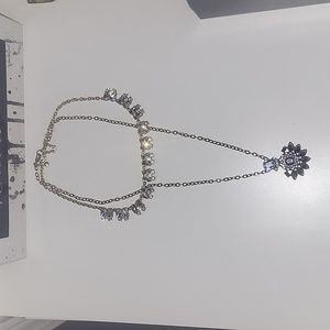 J. Crew necklace set, silver, and clear rinestones